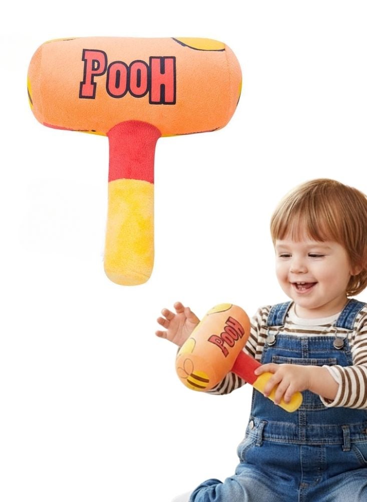 Premium Winnie the Pooh–Style Plush Squeaky Hammer Toy – Soft Safe Toddler Play Hammer - Image 1